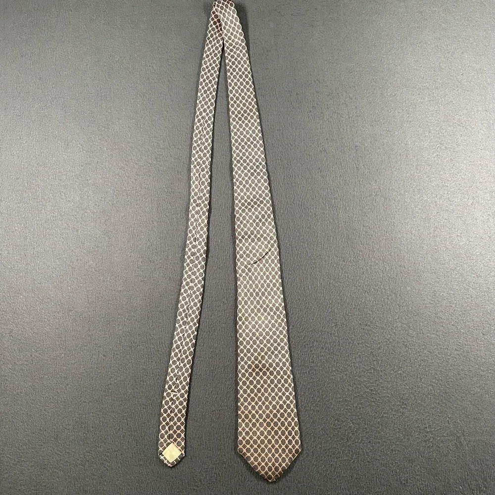 Vintage Yves Saint Laurent Tie Mens One Size Pink Silk‎ Geometric Jacquard USA